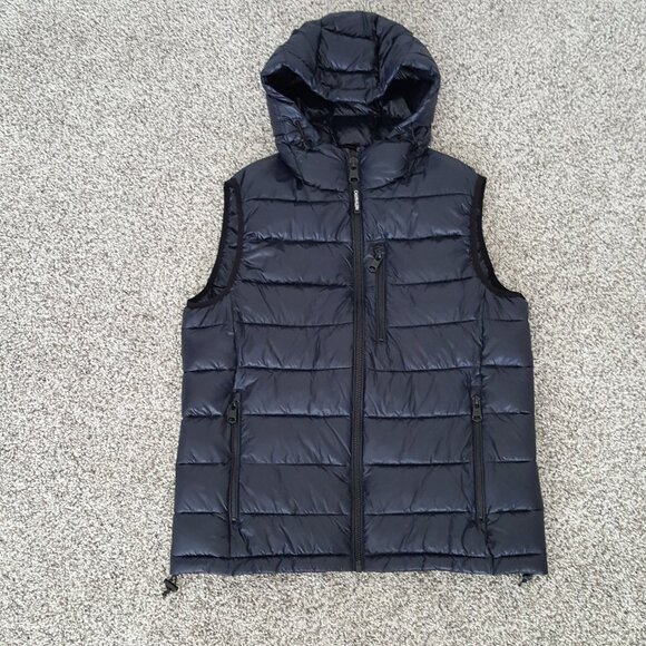 NEW Calvin Klein Men's Puffer Hooded Vest Black Zippers Lightweight Packable M - Picture 1 of 12